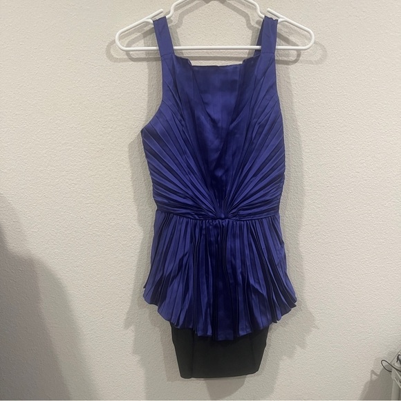 Vintage gem! Neiman Marcus purple/blue black pleated mini dress fits size small - Picture 1 of 15